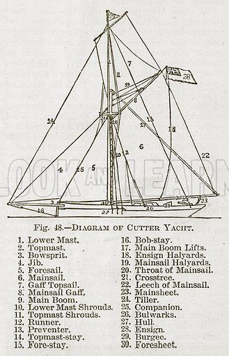 Diagram of Cutter Yacht stock image | Look and Learn