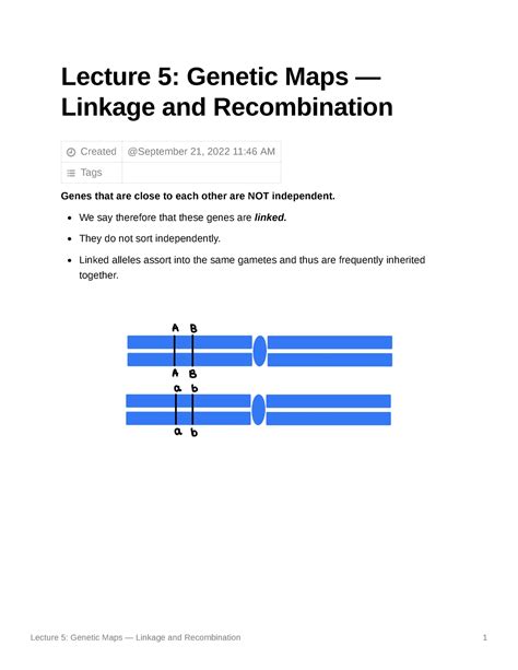 Lecture 5: Genetic Maps — Linkage and Recombination - Lecture 5: Genetic Maps — Linkage and ...