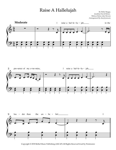 Sheet Music: Raise A Hallelujah - Piano Sheet - Bethel Music - Cherthemusic