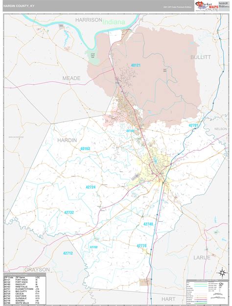 Hardin County, KY Wall Map Premium Style by MarketMAPS