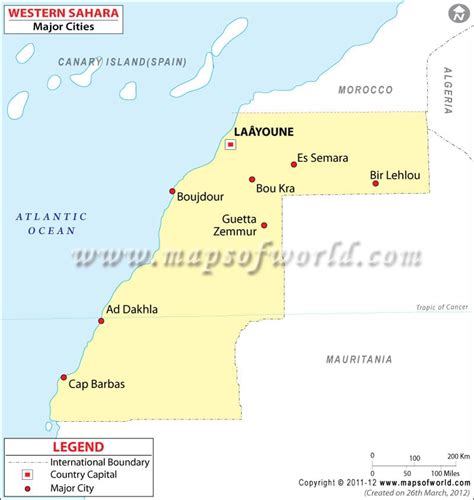 Western Sahara Cities Map, Major Cities in Western Sahara