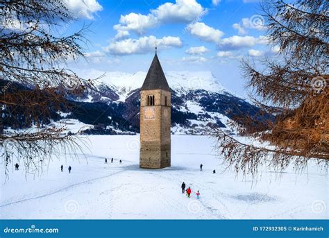 Reschensee Resia Lake, on the Border between the South Tyrol Stock Image - Image of adventure ...