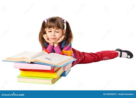 Little Girl Reading a Book on the Floor. Stock Photo - Image of childhood, child: 24859092