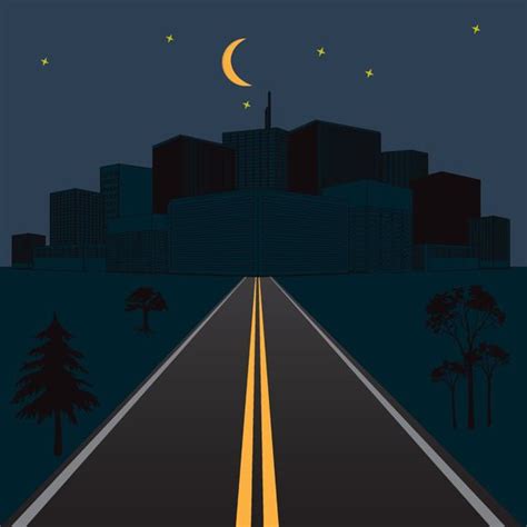 road, night, city, vector | City vector, City illustration, Night city