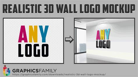 Full color 3d wall logo mockups - honforce