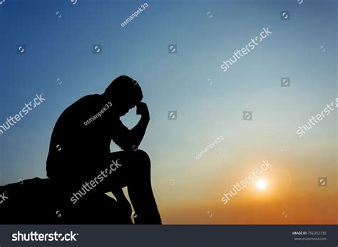 Silhouette Man Sitting Sunset Stock Photo 756352735 | Shutterstock