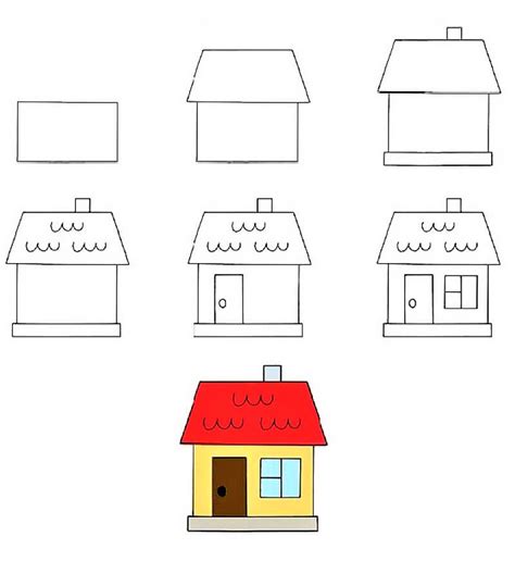 How to draw A House Idea 8 step by step - Drawing Photos