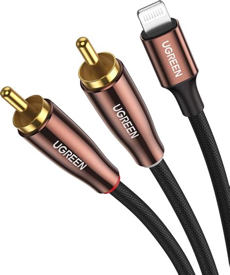 Amazon.com: UGREEN 2RCA to Lightning Audio Cable Adapter Stereo Splitter Cable AUX RCA Y Cord ...