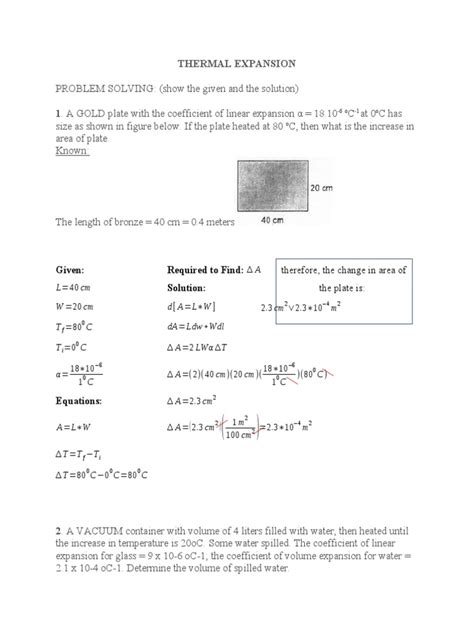 Thermal Expansion: Given: Required To Find: Solution | PDF | Thermal ...