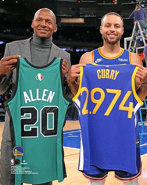 Ray Allen & Steph Curry 3-Point Record-Breaking Celebration 8" x 10 ...