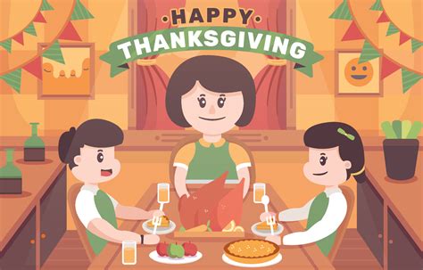 Happy Family Having Thanksgiving DInner 4229795 Vector Art at Vecteezy