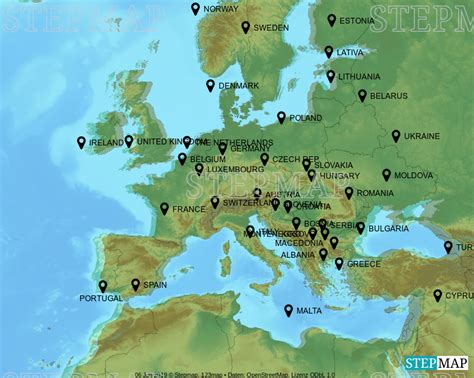 StepMap - EUROPEAN COUNTRIES - Landkarte für World