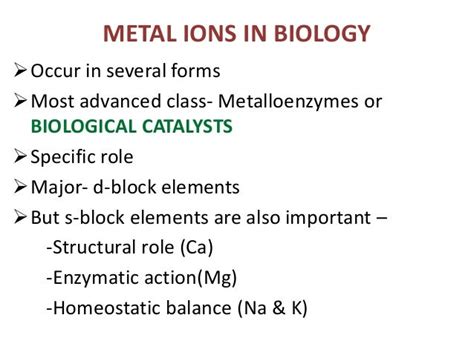 METAL IONS IN BIOLOGY