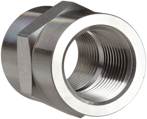 Parker Stainless Steel 316 Pipe Fitting, Hex Coupling, 1/2" NPT Female ...