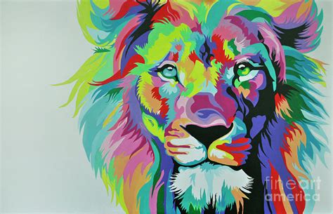 Colorful lion painting Painting by Maja Sokolowska - Fine Art America