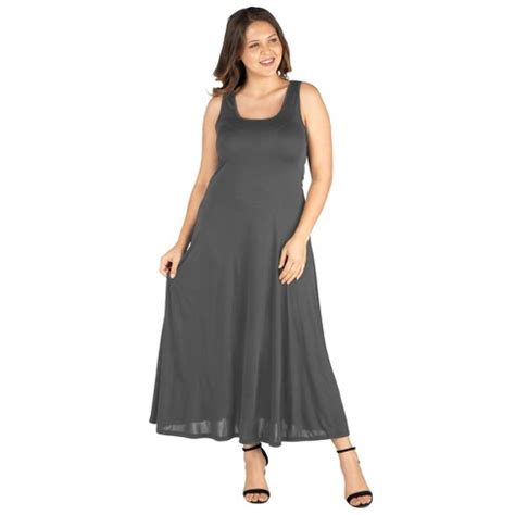 24seven Comfort Apparel Plus Size Tank Maxi Dress-grey-1x-grey-1x : Target