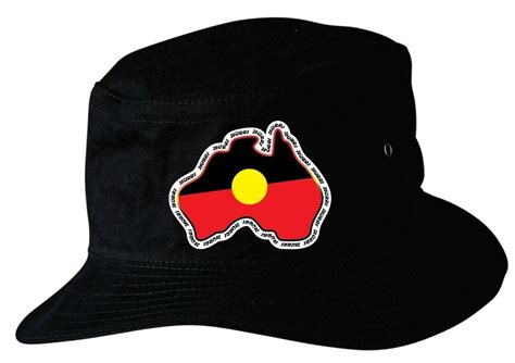 Aboriginal Flag Murri Themed Map Of Australia Soft Cotton Bucket Hat. – Jdl Stickers and Stuff