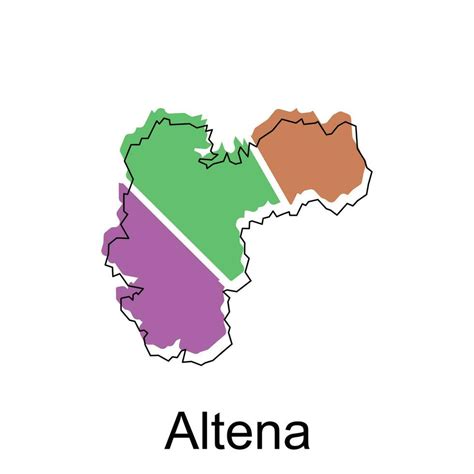 Map of Altena design illustration, vector symbol, sign, outline, World ...