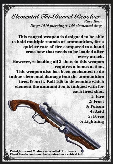 Elemental Tri-Barrel Revolver | Dnd dragons, Dungeons and dragons ...