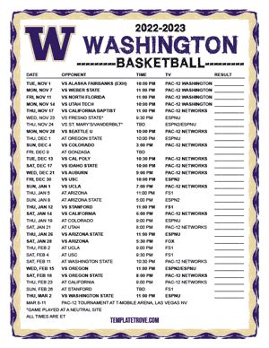 Printable 2022-2023 Washington Huskies Basketball Schedule