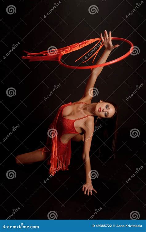 Gymnast with a hoop stock photo. Image of beautiful, exercise - 49385722