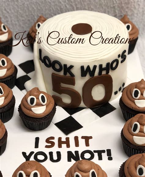 Toilet Paper Cake with Emoji Poop Cupcakes