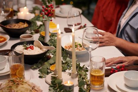 Premium Photo | Delicious food on christmas dinner table