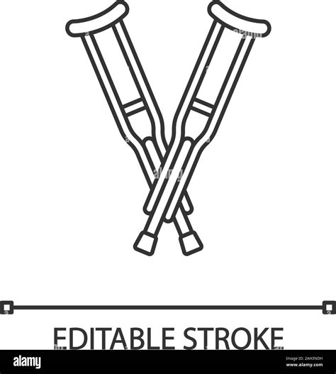 Axillary crutches linear icon. Underarm crutches. Thin line ...