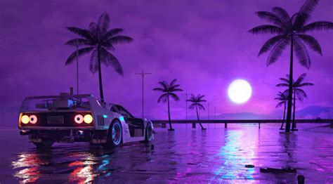 Retro Wave Sunset and Running Car Wallpaper, HD Artist 4K Wallpapers, Images and Background ...