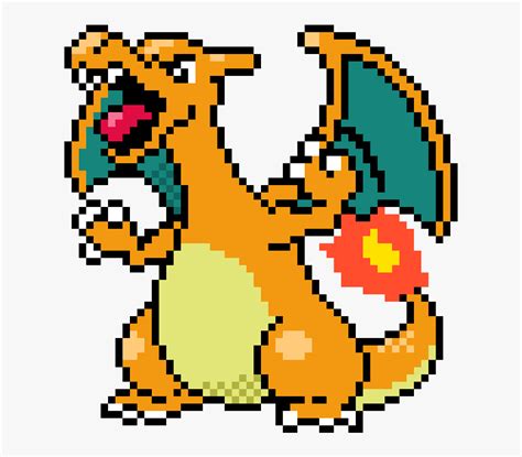 Charizard Gold And Silver Sprite - Pokemon Gen 1 Sprite Charizard, HD Png Download , Transparent ...