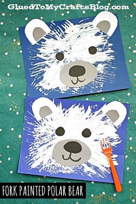 Fork Painted Polar Bear | Bear crafts, Winter crafts for kids, Toddler ...