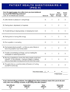 Patient Health Questionnaire - 9 Is An Excellent Free Psychological Screening Instrument For ...