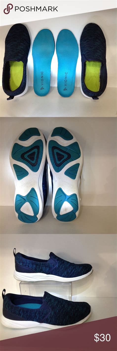 Vionic Women Sneakers Size 9 Wide Blue Slip On