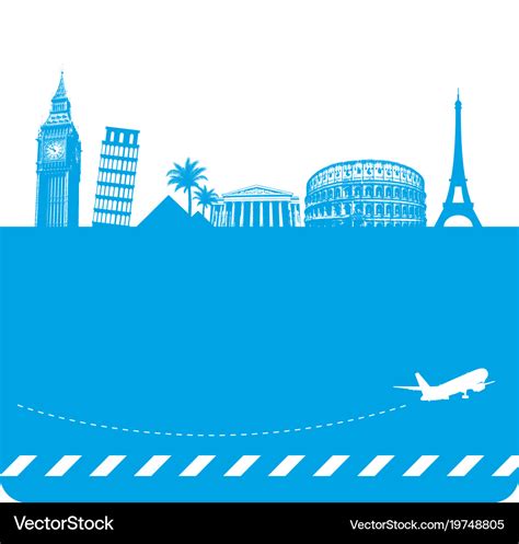 Travel background with famous landmarks Royalty Free Vector