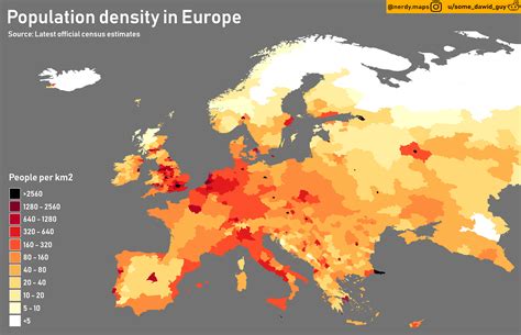 Population density in Europe [OC] : r/europe