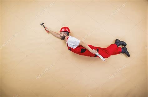 Funny construction worker — Stock Photo © halfpoint #58956931