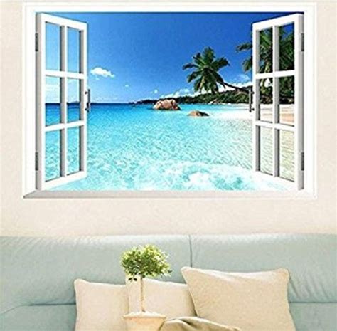 Buy Large Removable Beach Sea 3D Window Decal WALL STICKER Home Decor ...