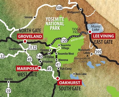 Yosemite South Entrance Map - London Top Attractions Map