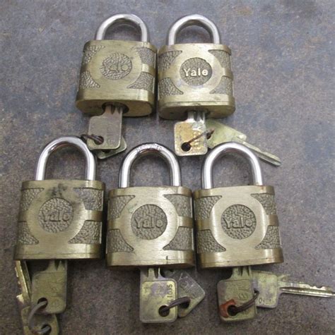 Five Vintage Yale Brass Padlocks No Reserve -- Antique Price Guide Details Page