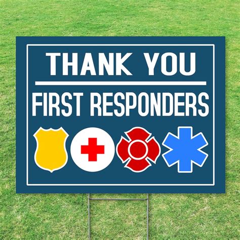 Thank You First Responders Yard Sign . First Responders Yard - Etsy