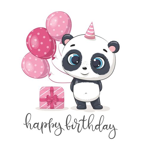 Cute Baby Panda Birthday Clipart PNG EPS Girl Birthday | Etsy in 2021 | Panda birthday, Cute ...