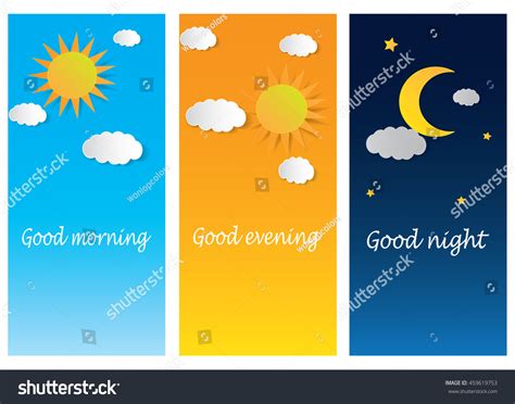 Buenos días Buenas noches tarde despertar: vector de stock (libre de ...