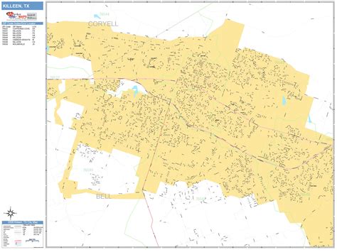 Killeen Texas Wall Map (Basic Style) by MarketMAPS - MapSales