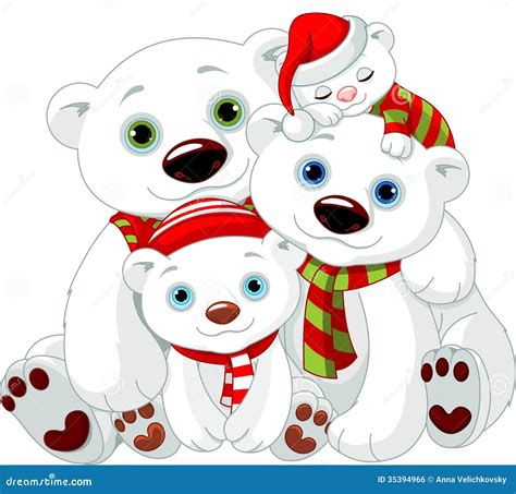 Big Polar Bear Family at Christmas Stock Vector - Illustration of claus, clipart: 35394966