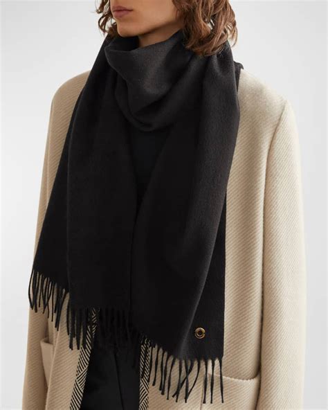 Loro Piana Cashmere Sciarpa Grande Fringe-Trim Scarf | Neiman Marcus