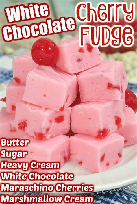 Cherry Fudge is full of delicious maraschino cherries and creamy white chocolate. Plus a secret ...