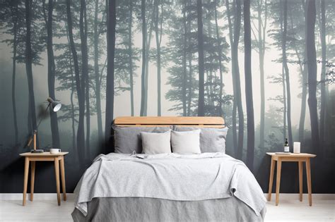 Sea Of Trees Forest Wallpaper Mural | Hovia | Master bedroom wallpaper ...