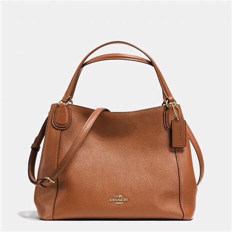 Coach Edie Shoulder Bag 28 In Pebble Leather in Brown | Lyst