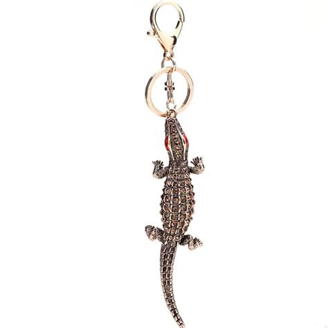 Novelty Creative Rhinestone Crocodile Keychain Man Key Chain Car Keyring Fashion Key Holder Key ...