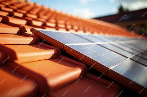 Premium AI Image | Solar panel on top of a roof with clay tile ...